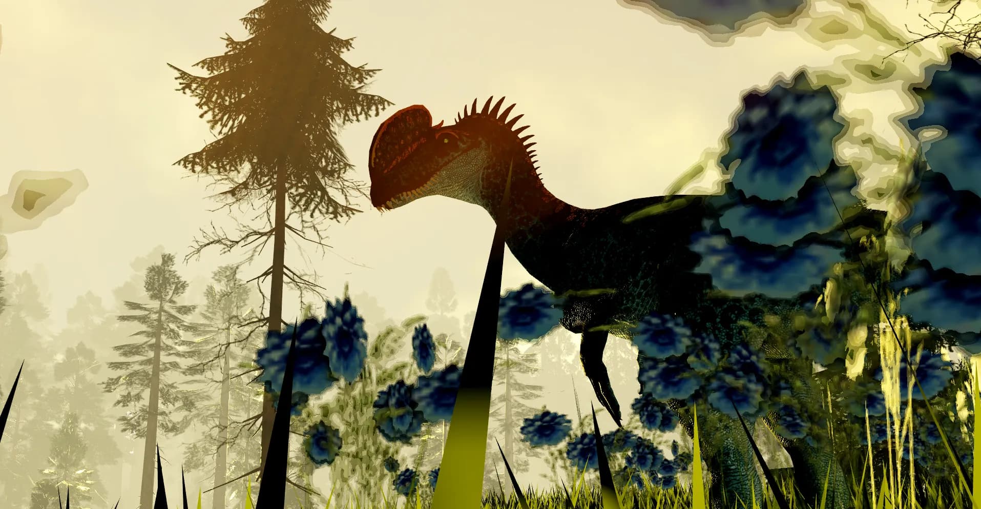 An asset moving through the long grass at dusk